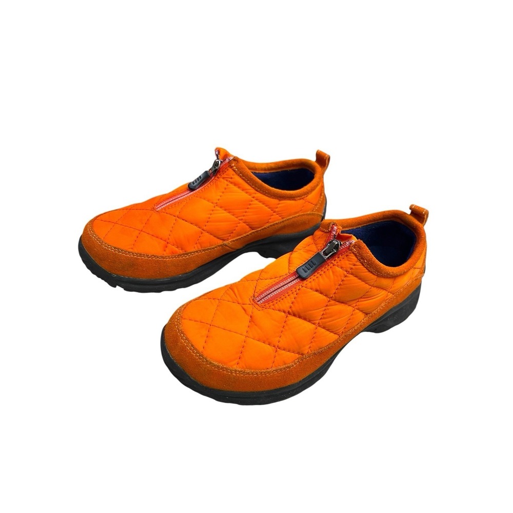 Lands' End Weatherfield Women's Orange Quilted Suede Zipper Low-Top Hiking Shoes